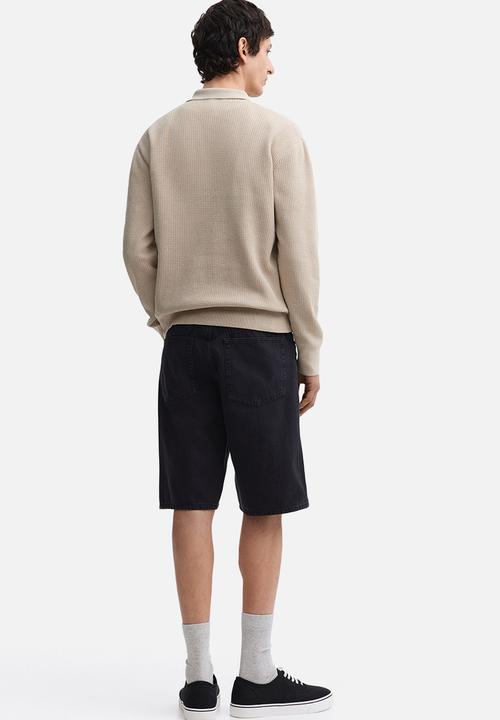 H&M - Relaxed denim shorts - black