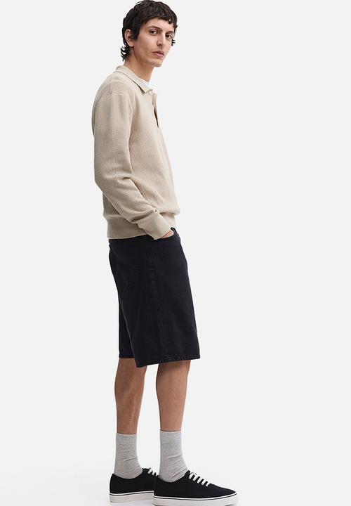H&M - Relaxed denim shorts - black