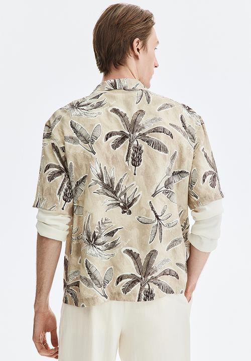 H&M - Relaxed fit resort shirt - beige/patterned