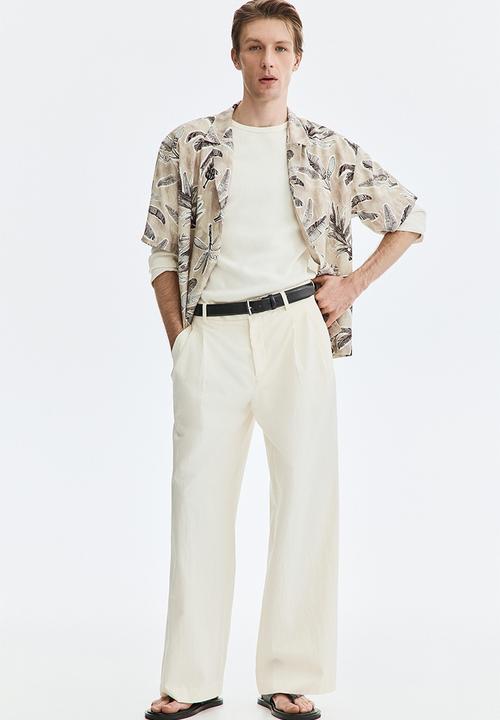 H&M - Relaxed fit resort shirt - beige/patterned