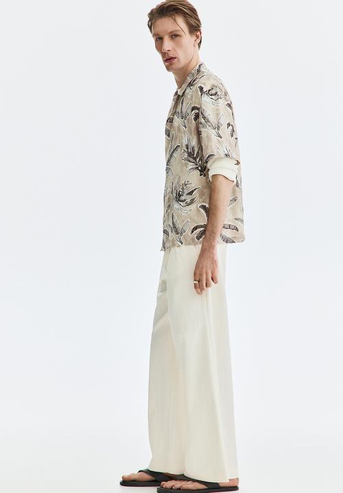H&M - Relaxed fit resort shirt - beige/patterned