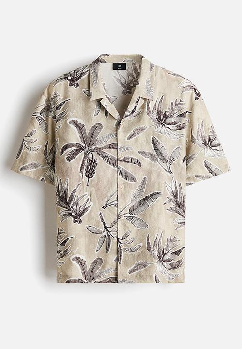 H&M - Relaxed fit resort shirt - beige/patterned