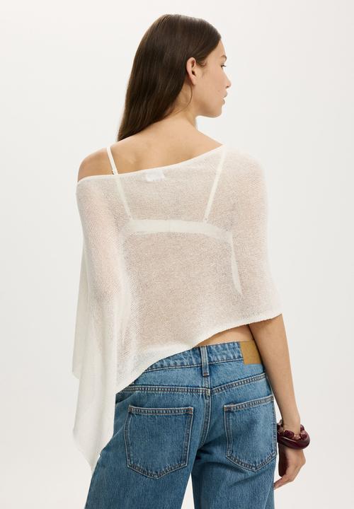 Cotton On - Sheer Knit Poncho - Porcelain