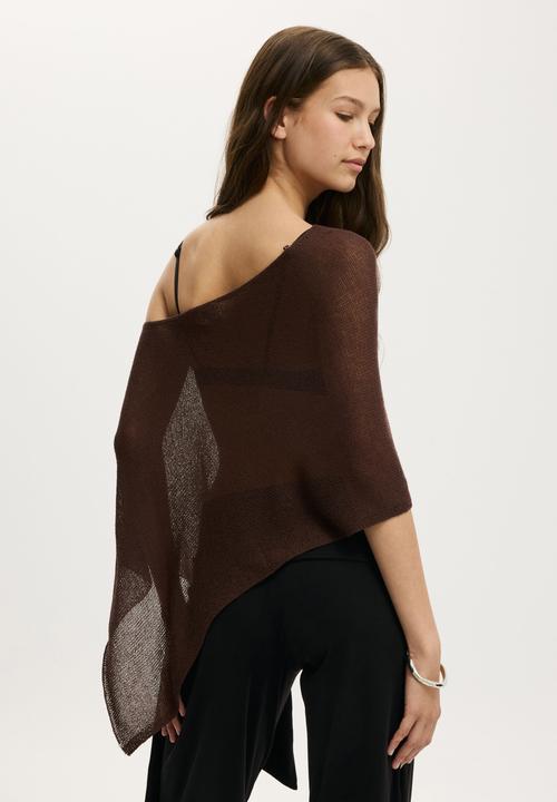Cotton On - Sheer Knit Poncho - Dark Oak
