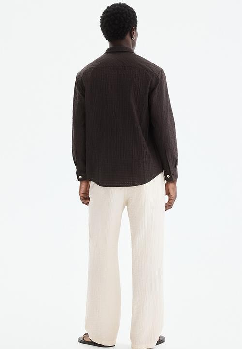 H&M - Relaxed fit textured trousers - white