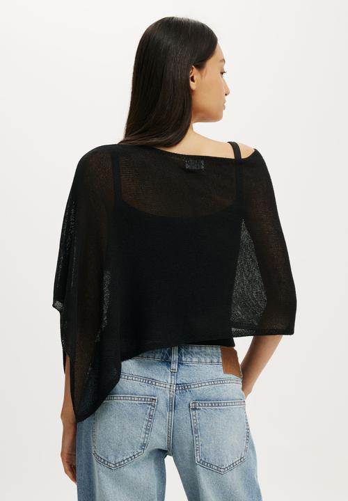 Cotton On - Sheer Knit Poncho - Black