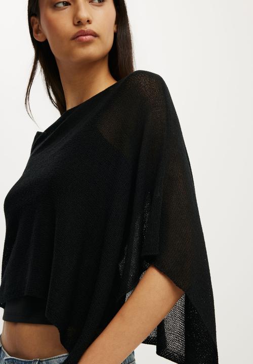 Cotton On - Sheer Knit Poncho - Black