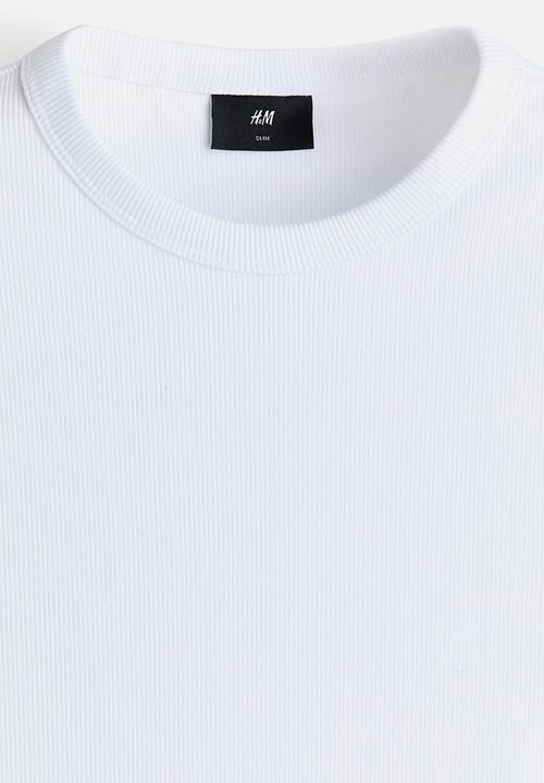 H&M - Slim fit ribbed t-shirt - white
