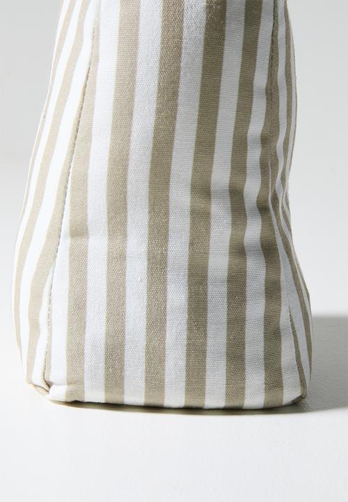 H&S - Stripe Doorstopper - Taupe & White