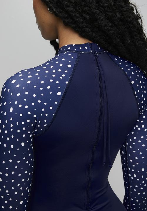 Lizzy - Ladies long sleeve full body rashie - navy whale shark