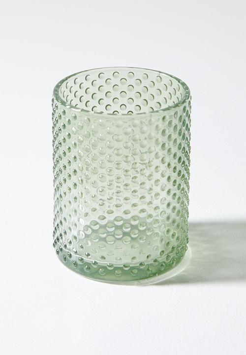 Bathroom Solutions - 3pc glass embossed bath acc set dots - green