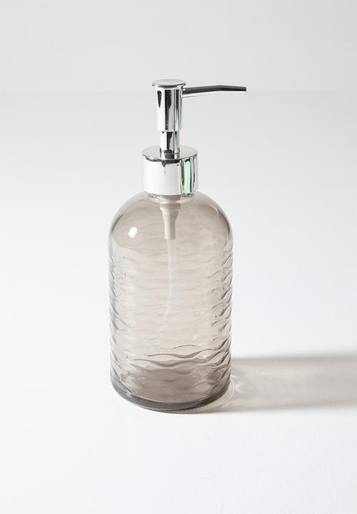 Bathroom Solutions - 3pc glass embossed bath acc set waves - neutral