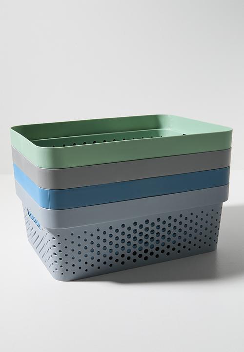 Bathroom Solutions - Perry Storage Basket Set Of 4 Large - Multi