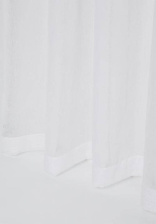 Sixth Floor - Linen Look Textured Slub Semi Sheer Eyelet Curtain - White