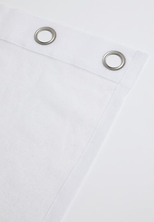 Sixth Floor - Linen Look Textured Slub Semi Sheer Eyelet Curtain - White