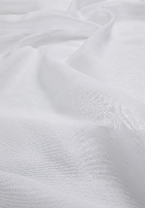 Sixth Floor - Linen Look Textured Slub Semi Sheer Eyelet Curtain - White