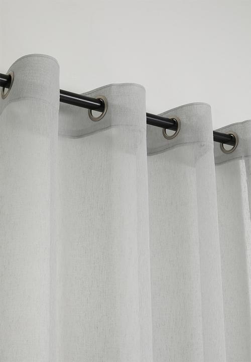 Sixth Floor - Linen Look Textured Slub Semi Sheer Eyelet Curtain - Grey