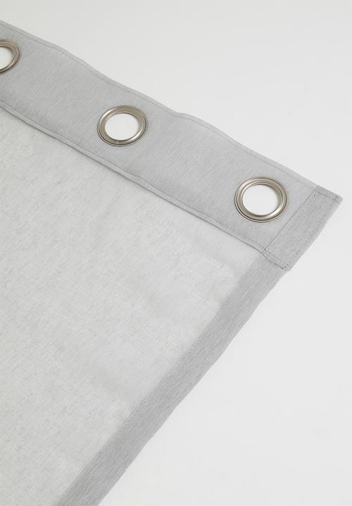 Sixth Floor - Linen Look Textured Slub Semi Sheer Eyelet Curtain - Grey
