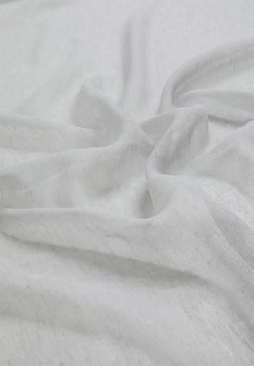 Sixth Floor - Linen Look Textured Slub Semi Sheer Eyelet Curtain - Grey
