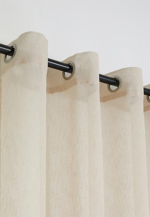 Sixth Floor - Linen Look Textured Slub Semi Sheer Eyelet Curtain - Oatmeal
