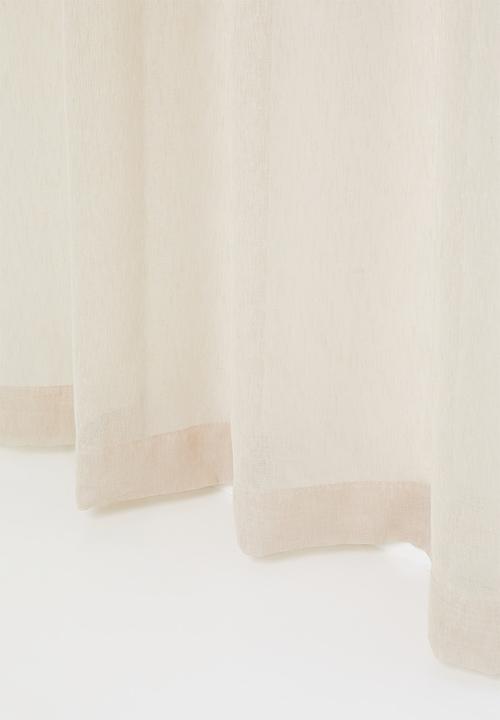 Sixth Floor - Linen Look Textured Slub Semi Sheer Eyelet Curtain - Oatmeal