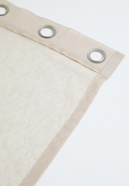 Sixth Floor - Linen Look Textured Slub Semi Sheer Eyelet Curtain - Oatmeal