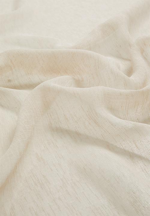 Sixth Floor - Linen Look Textured Slub Semi Sheer Eyelet Curtain - Oatmeal