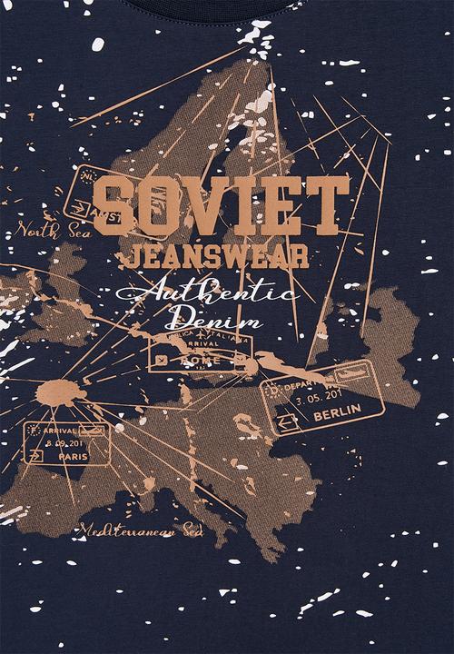 SOVIET - Boys Rotary Print T-Shirt - Navy