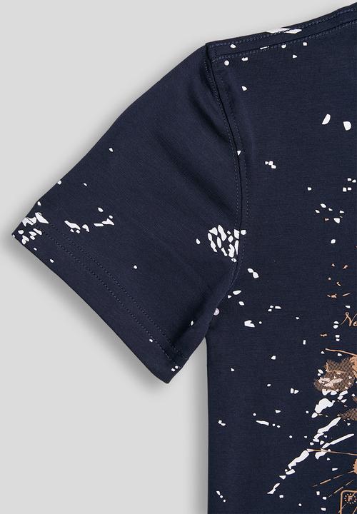 SOVIET - Boys Rotary Print T-Shirt - Navy