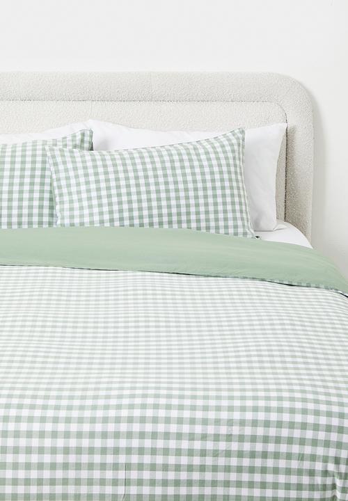 Sixth Floor - Alcove Cotton Yarn Dye Check Duvet Cover - Olive & White