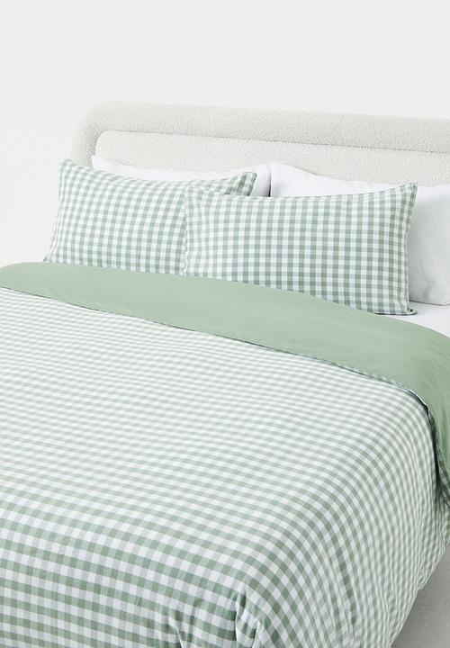 Sixth Floor - Alcove Cotton Yarn Dye Check Duvet Cover - Olive & White