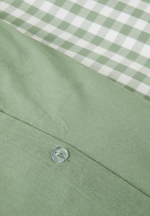 Sixth Floor - Alcove Cotton Yarn Dye Check Duvet Cover - Olive & White