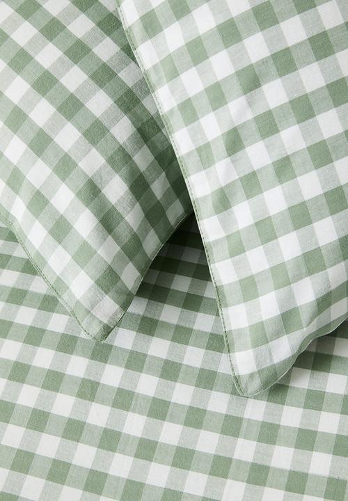 Sixth Floor - Alcove Cotton Yarn Dye Check Duvet Cover - Olive & White