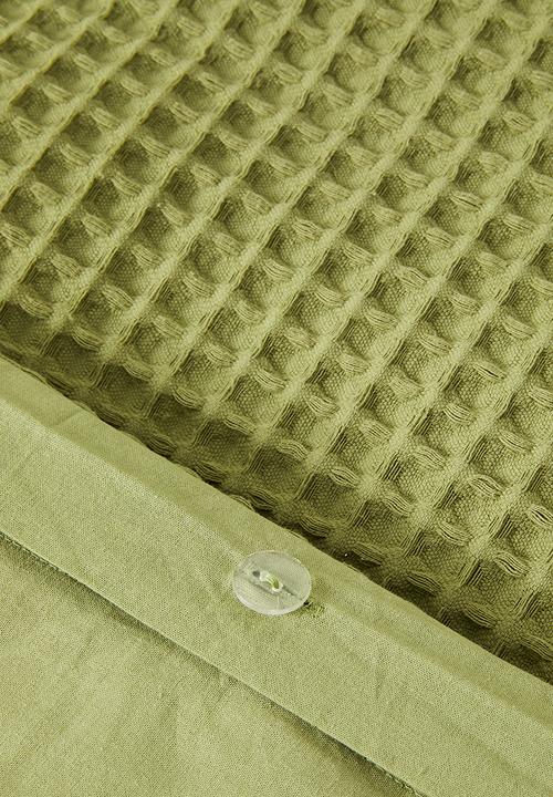 Sixth Floor - Mesa Cotton Waffle Duvet Cover Set - Sage