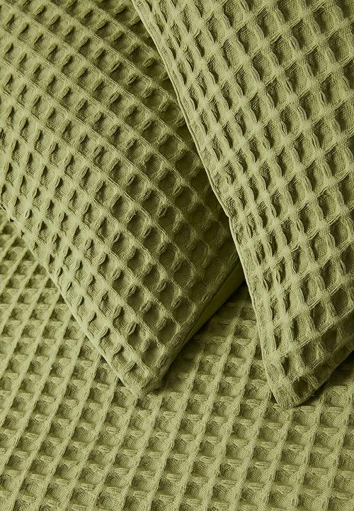 Sixth Floor - Mesa Cotton Waffle Duvet Cover Set - Sage