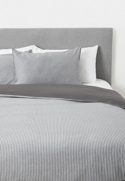 Sixth Floor - Slate Cotton Yarn Dye Stripe Duvet Cover - Grey