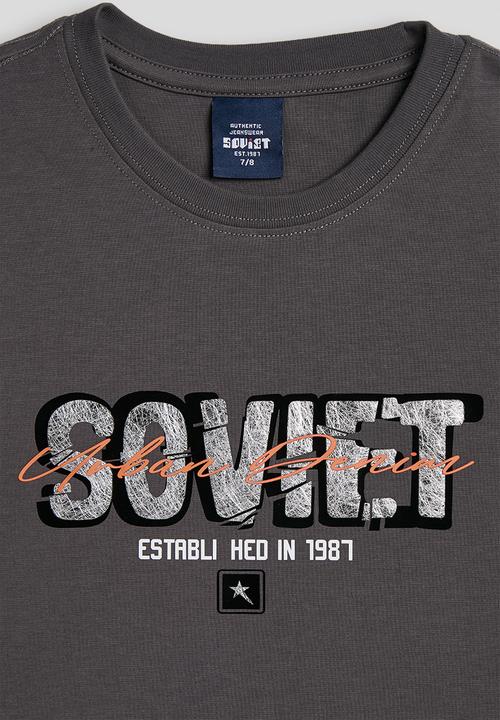 SOVIET - Boys S/Slv Crew Neck Tee (Box Fit) - Anthracite