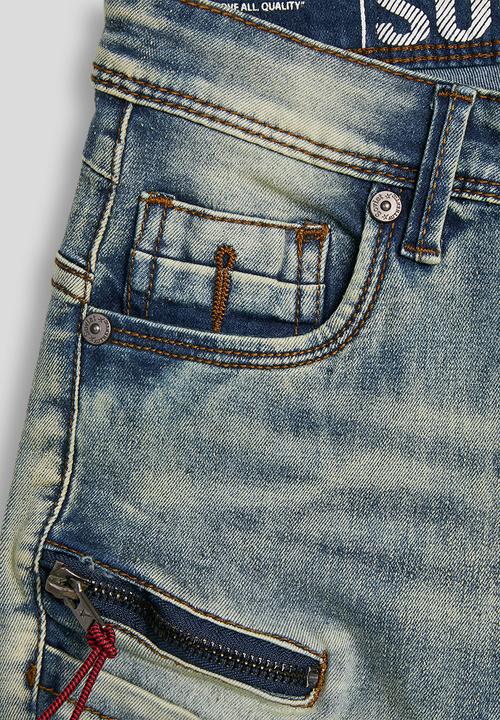 SOVIET - Boys Cargo Pocket Denim Short - Tea Stain