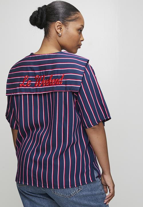 Me&B - Plus Le Weekend Sailor Collar Shirt - Navystripe