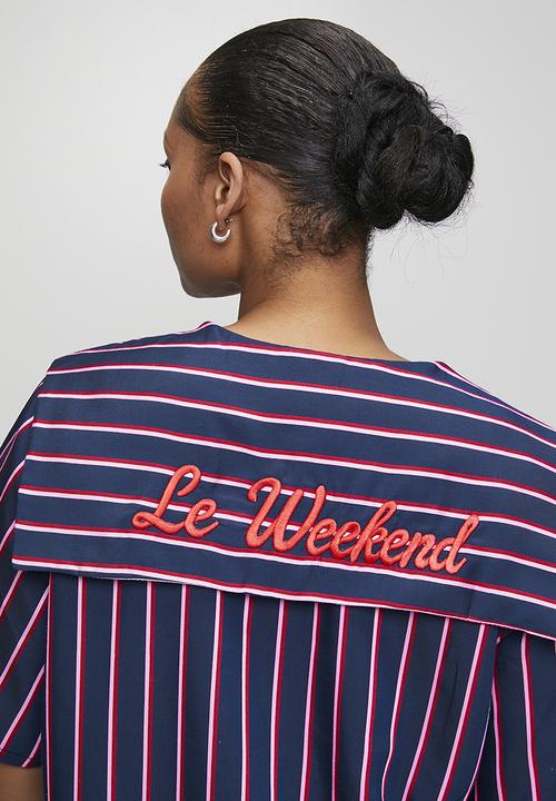 Me&B - Plus Le Weekend Sailor Collar Shirt - Navystripe