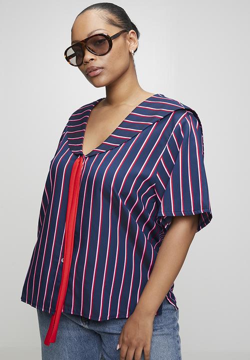 Me&B - Plus Le Weekend Sailor Collar Shirt - Navystripe