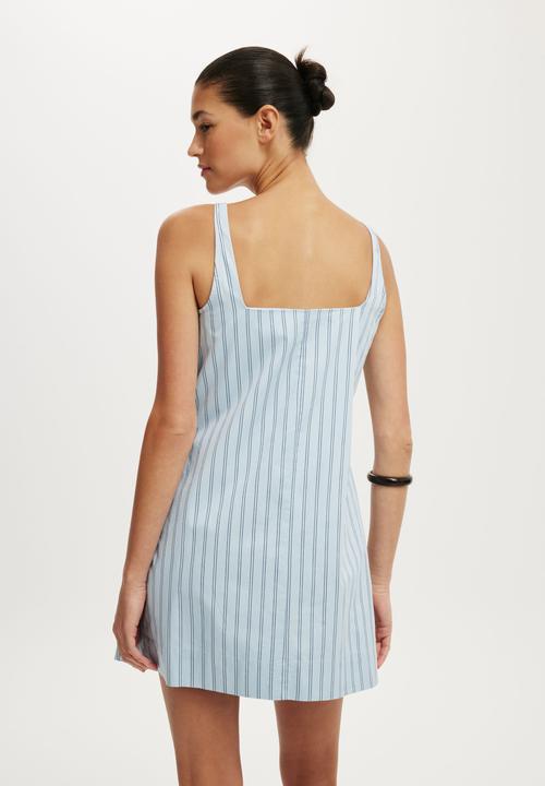 Cotton On - Willow Mini Dress - Holly Stripe Seaside Blue