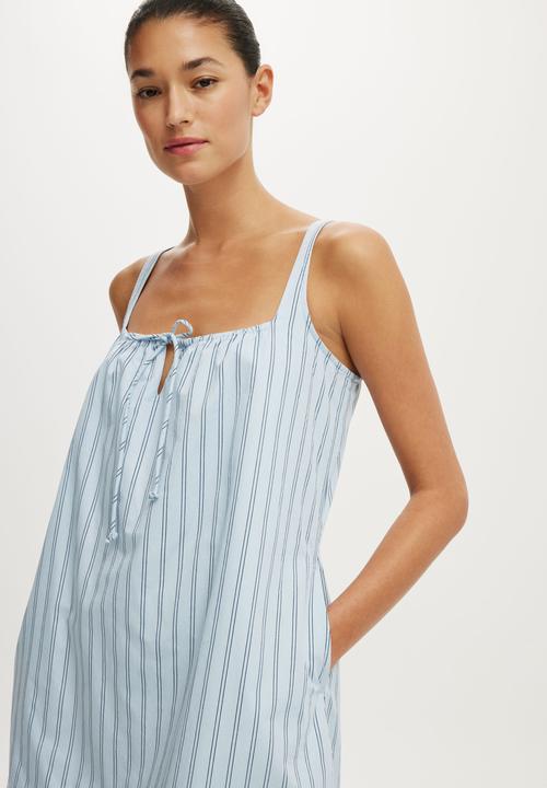 Cotton On - Willow Mini Dress - Holly Stripe Seaside Blue