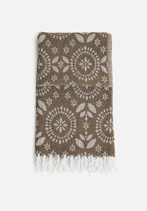 H&S - Floral Cotton Throw - Natural