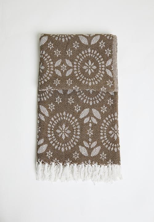H&S - Floral Cotton Throw - Natural
