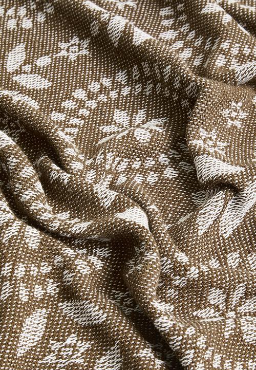 H&S - Floral Cotton Throw - Natural