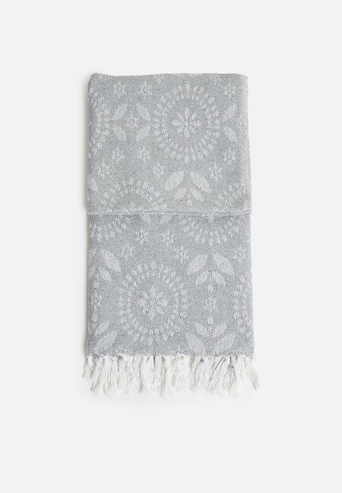 H&S - Floral Cotton Throw - Blue