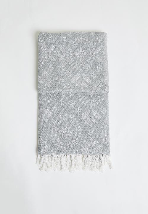 H&S - Floral Cotton Throw - Blue