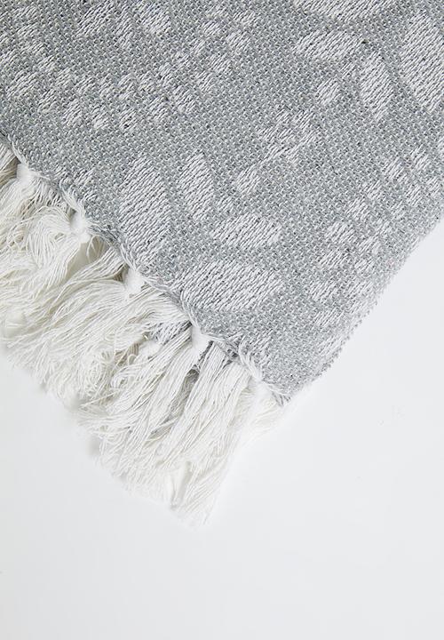H&S - Floral Cotton Throw - Blue