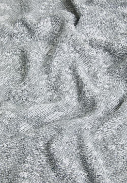 H&S - Floral Cotton Throw - Blue